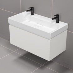 Double Floating Bathroom Vanity, Modern, 40 inch